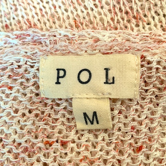 POL Open Knit Pink and White Slouch Sweater - Picture 7 of 8